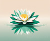 Simple Line Art of Lotus Flower Poised on Water