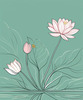 Simple Line Art of Lotus Flower Poised on Water