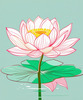 Simple Line Art of Lotus Flower Poised on Water