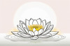 Simple Line Art of Lotus Flower Poised on Water