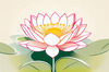 Simple Line Art of Lotus Flower Poised on Water