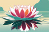 Simple Line Art of Lotus Flower Poised on Water