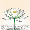 Simple Line Art of Lotus Flower Poised on Water