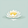 Simple Line Art of Lotus Flower Poised on Water