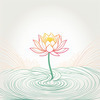 Simple Line Art of Lotus Flower Poised on Water