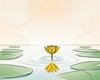 Simple Line Art of Lotus Flower Poised on Water