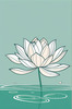 Simple Line Art of Lotus Flower Poised on Water