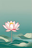 Simple Line Art of Lotus Flower Poised on Water