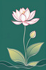 Simple Line Art of Lotus Flower Poised on Water