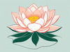 Simple Line Art of Lotus Flower Poised on Water