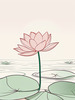 Simple Line Art of Lotus Flower Poised on Water