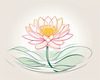 Simple Line Art of Lotus Flower Poised on Water