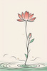 Simple Line Art of Lotus Flower Poised on Water