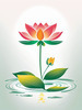 Simple Line Art of Lotus Flower Poised on Water