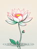 Simple Line Art of Lotus Flower Poised on Water