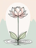 Simple Line Art of Lotus Flower Poised on Water