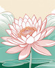 Simple Line Art of Lotus Flower Poised on Water