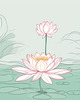 Simple Line Art of Lotus Flower Poised on Water