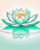 Simple Line Art of Lotus Flower Poised on Water