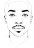 Minimalist Line Drawing of a Man's Face Highlighting Eyes, Nose, and Lips