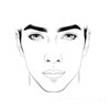 Minimalist Line Drawing of a Man's Face Highlighting Eyes, Nose, and Lips