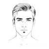 Minimalist Line Drawing of a Man's Face Highlighting Eyes, Nose, and Lips