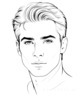 Minimalist Line Drawing of a Man's Face Highlighting Eyes, Nose, and Lips