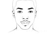 Minimalist Line Drawing of a Man's Face Highlighting Eyes, Nose, and Lips