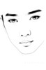 Minimalist Line Drawing of a Man's Face Highlighting Eyes, Nose, and Lips