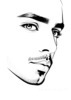 Minimalist Line Drawing of a Man's Face Highlighting Eyes, Nose, and Lips