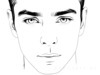 Minimalist Line Drawing of a Man's Face Highlighting Eyes, Nose, and Lips