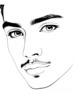 Minimalist Line Drawing of a Man's Face Highlighting Eyes, Nose, and Lips