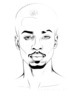 Minimalist Line Drawing of Man's Face with Light and Shadow Interplay