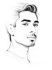 Minimalist Line Drawing of Man's Face with Light and Shadow Interplay