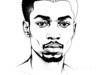 Minimalist Line Drawing of Man's Face with Light and Shadow Interplay