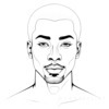 Minimalist Line Drawing of Man's Face with Light and Shadow Interplay