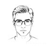 Minimalist Interpretation of Man's Face with Emphasized Glasses Frame