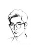 Minimalist Interpretation of Man's Face with Emphasized Glasses Frame