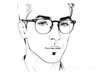 Minimalist Interpretation of Man's Face with Emphasized Glasses Frame