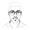 Minimalist Interpretation of Man's Face with Emphasized Glasses Frame