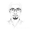 Minimalist Interpretation of Man's Face with Emphasized Glasses Frame