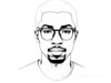 Minimalist Interpretation of Man's Face with Emphasized Glasses Frame