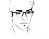 Minimalist Interpretation of Man's Face with Emphasized Glasses Frame