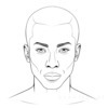 Minimalist Line Art of Man's Symmetrical Face with Chiseled Cheekbones