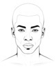 Minimalist Line Art of Man's Symmetrical Face with Chiseled Cheekbones