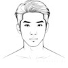 Minimalist Line Art of Man's Symmetrical Face with Chiseled Cheekbones