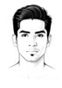 Minimalist Line Art of Man's Symmetrical Face with Chiseled Cheekbones
