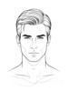 Minimalist Line Art of Man's Symmetrical Face with Chiseled Cheekbones