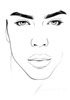 Minimalist Line Art of Man's Pursed Lips Showing Determination