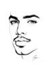 Minimalist Line Art of Man's Pursed Lips Showing Determination